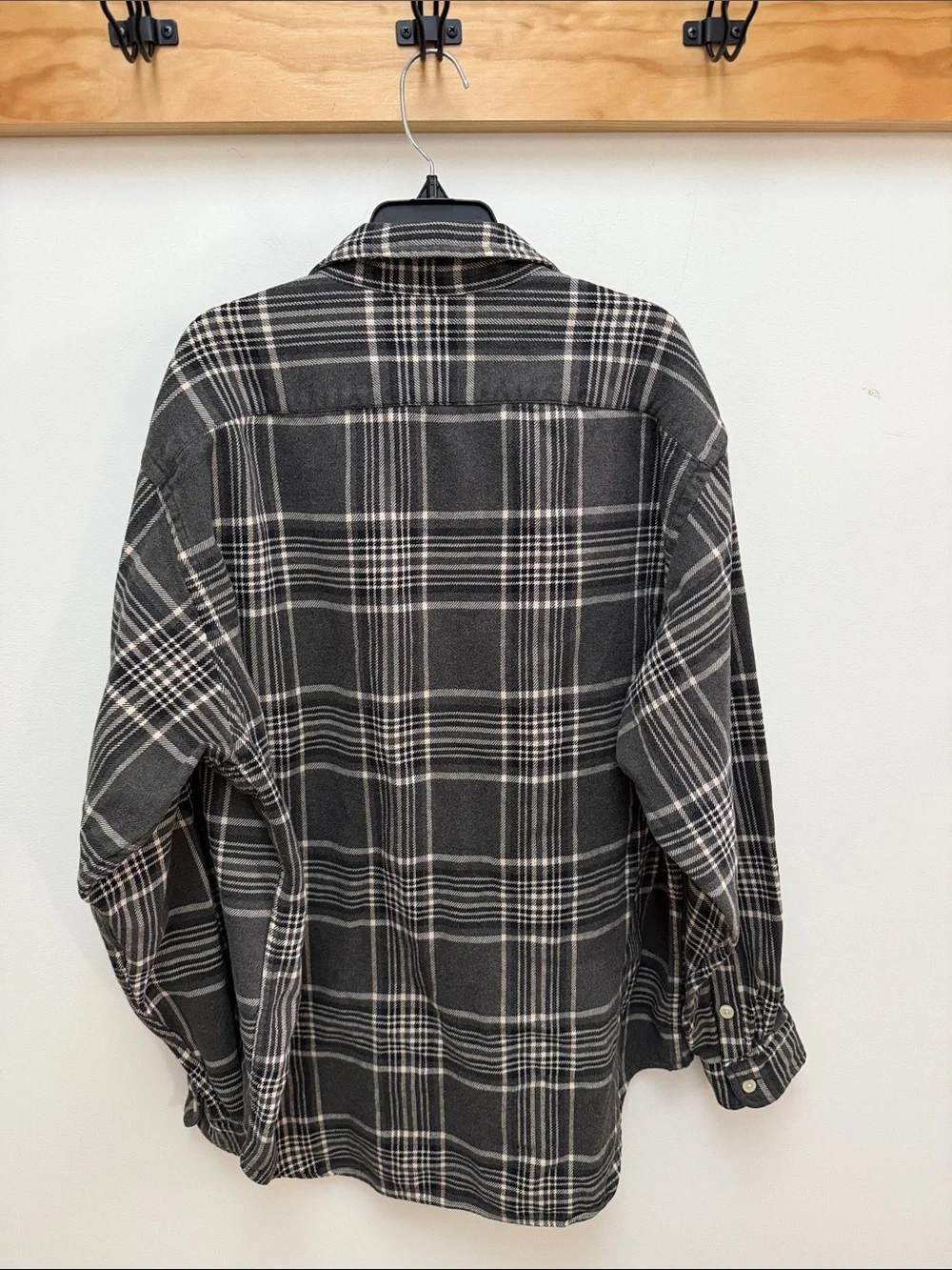 Polo by Ralph Lauren Black and Cream Plaid Button-Down Shirt Jacket